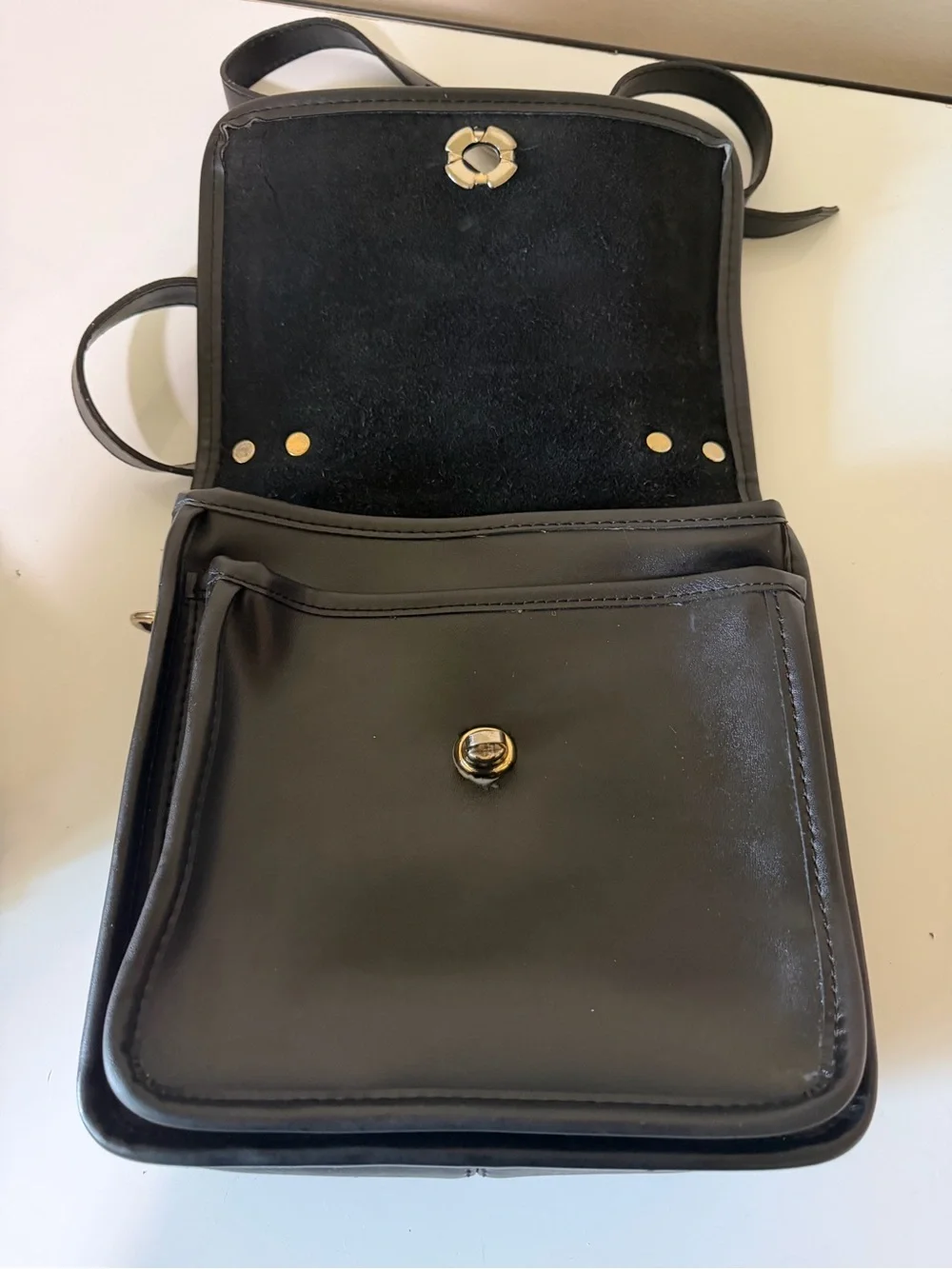 Vintage Coach Black Leather Pocket Bag - Made in the USA